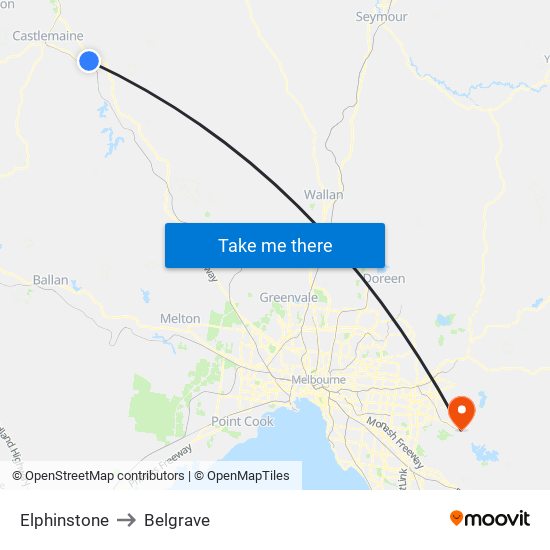 Elphinstone to Belgrave map