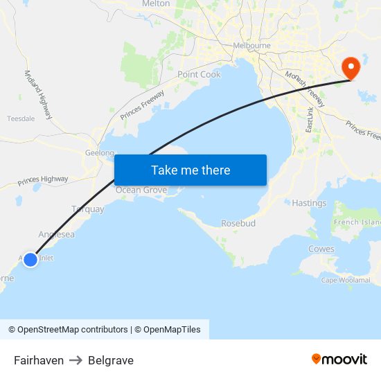 Fairhaven to Belgrave map