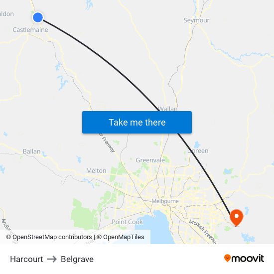 Harcourt to Belgrave map