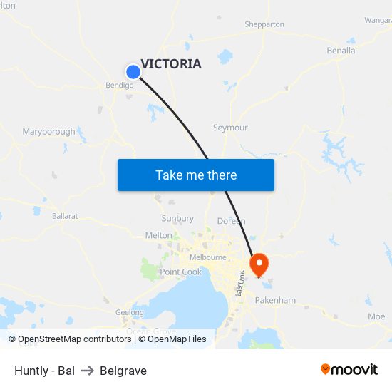 Huntly - Bal to Belgrave map