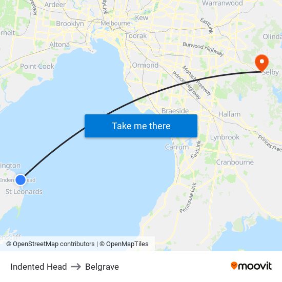 Indented Head to Belgrave map