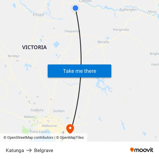 Katunga to Belgrave map