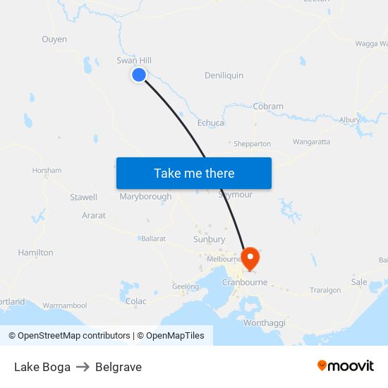 Lake Boga to Belgrave map