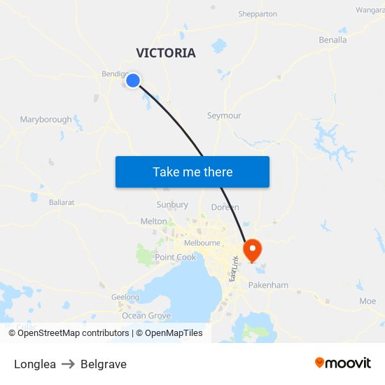 Longlea to Belgrave map