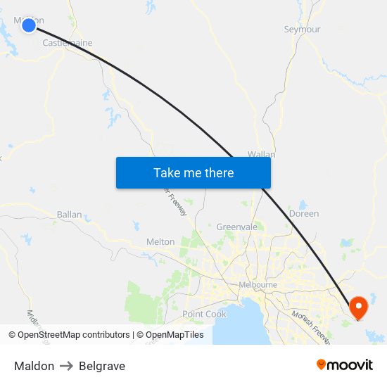 Maldon to Belgrave map