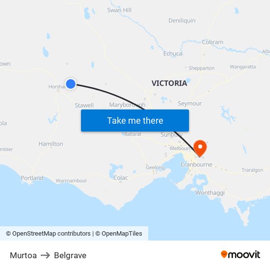 Murtoa to Belgrave map