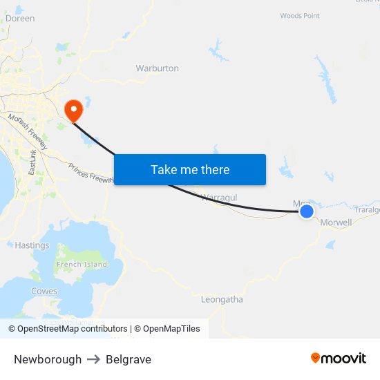 Newborough to Belgrave map