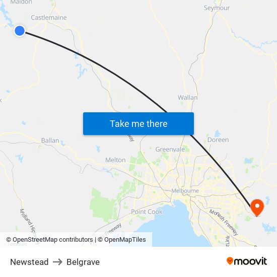 Newstead to Belgrave map