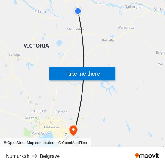 Numurkah to Belgrave map