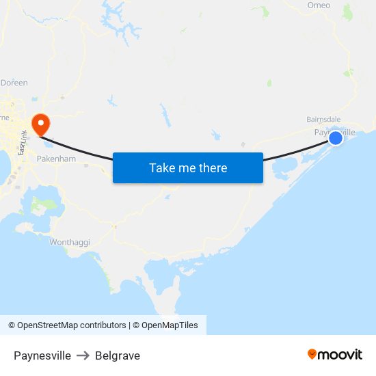 Paynesville to Belgrave map