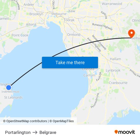 Portarlington to Belgrave map