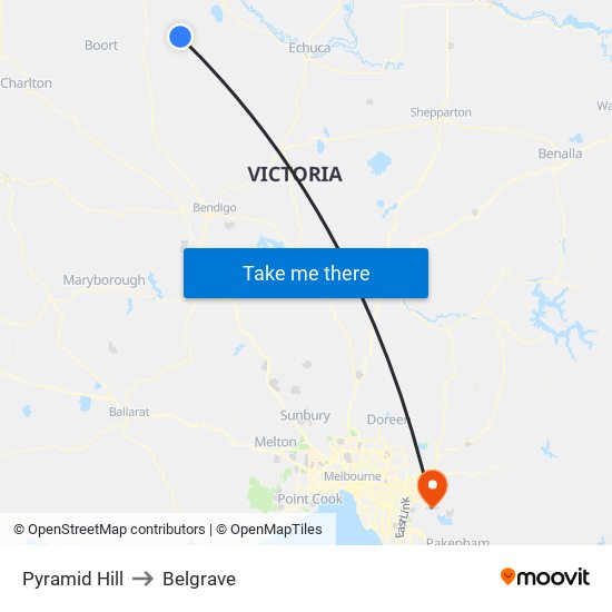 Pyramid Hill to Belgrave map