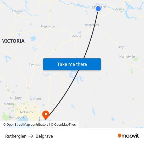 Rutherglen to Belgrave map