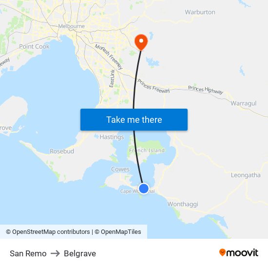 San Remo to Belgrave map