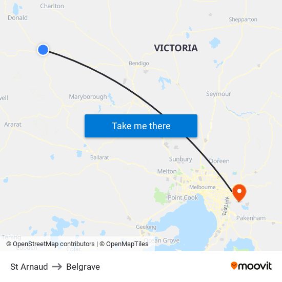 St Arnaud to Belgrave map