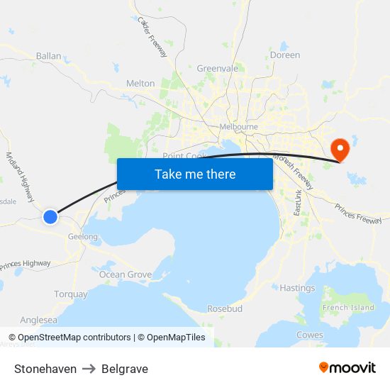Stonehaven to Belgrave map