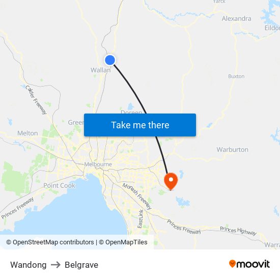 Wandong to Belgrave map