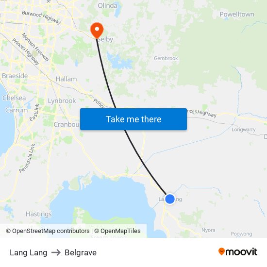 Lang Lang to Belgrave map