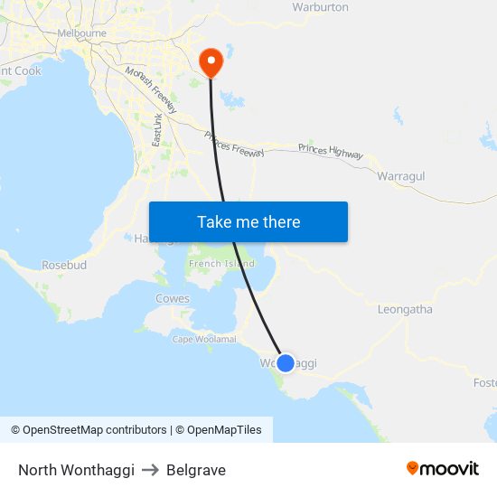 North Wonthaggi to Belgrave map