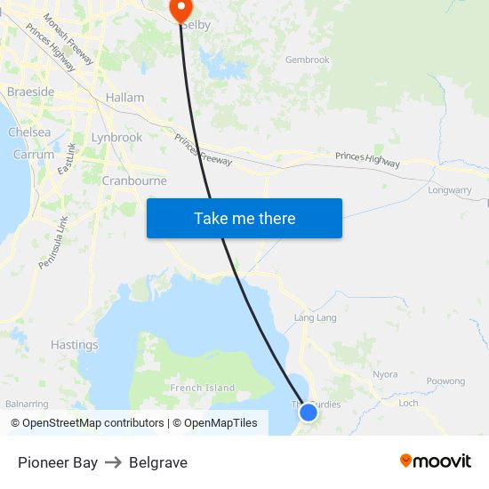 Pioneer Bay to Belgrave map