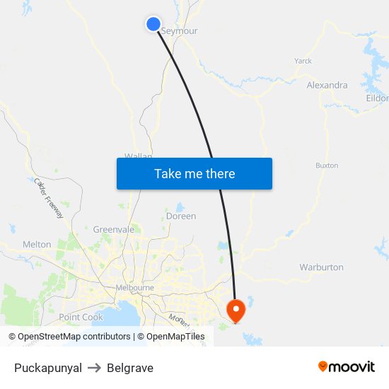 Puckapunyal to Belgrave map