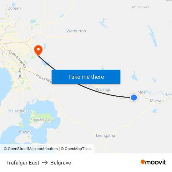 Trafalgar East to Belgrave map