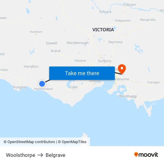 Woolsthorpe to Belgrave map