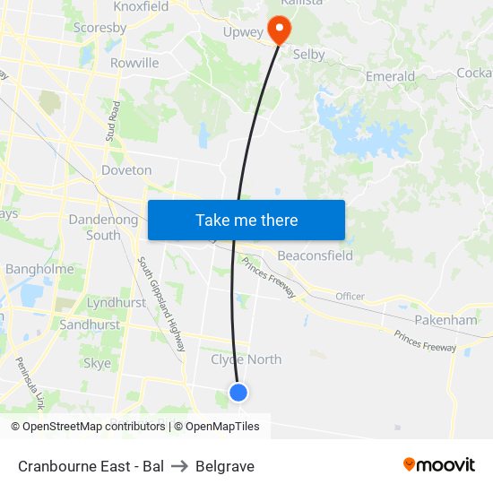 Cranbourne East - Bal to Belgrave map