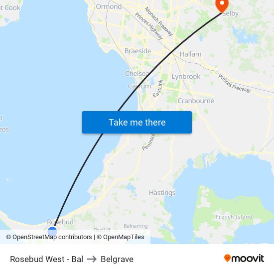 Rosebud West - Bal to Belgrave map