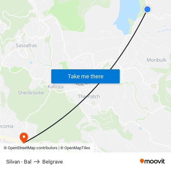 Silvan - Bal to Belgrave map