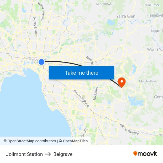 Jolimont Station to Belgrave map