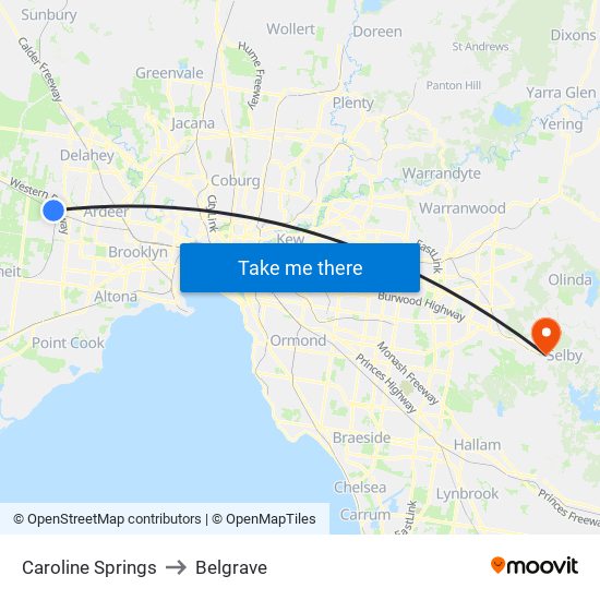 Caroline Springs to Belgrave map