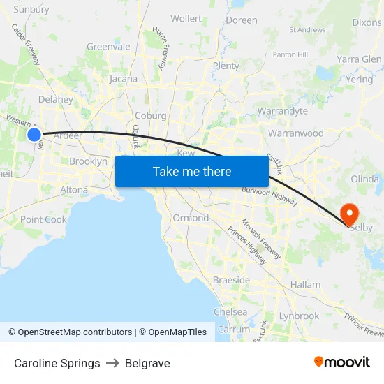 Caroline Springs to Belgrave map
