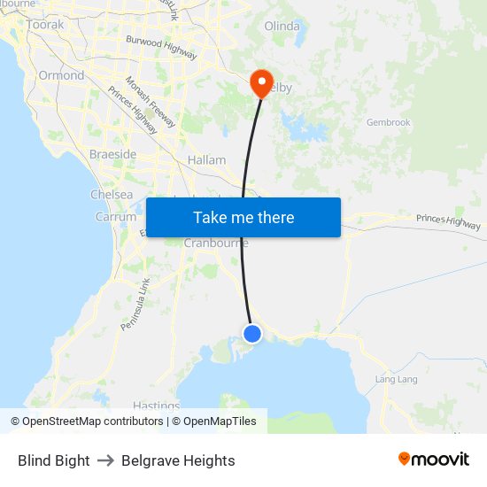 Blind Bight to Belgrave Heights map