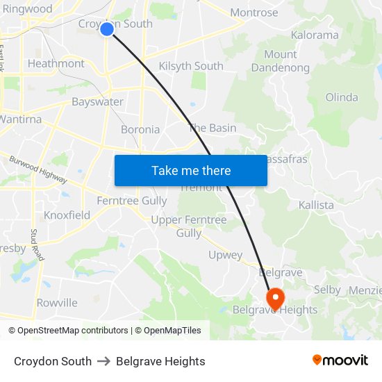 Croydon South to Belgrave Heights map