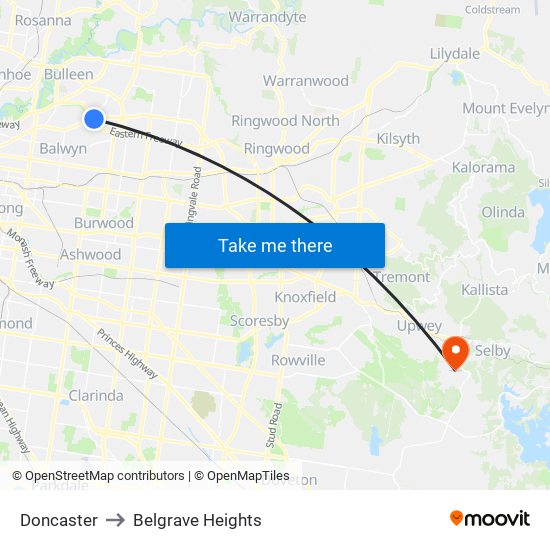 Doncaster to Belgrave Heights map