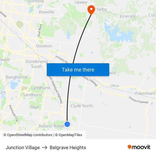 Junction Village to Belgrave Heights map
