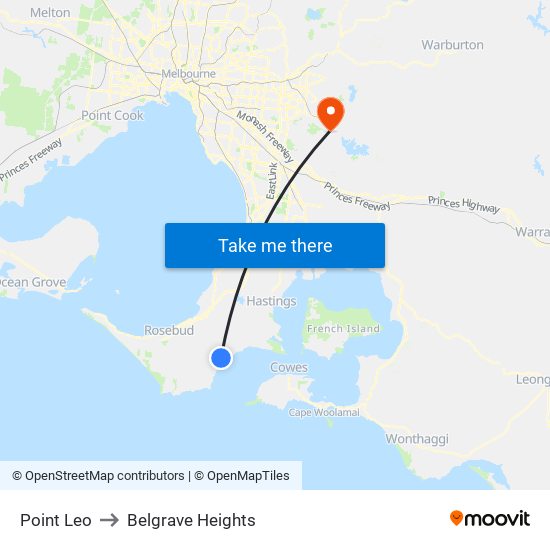 Point Leo to Belgrave Heights map