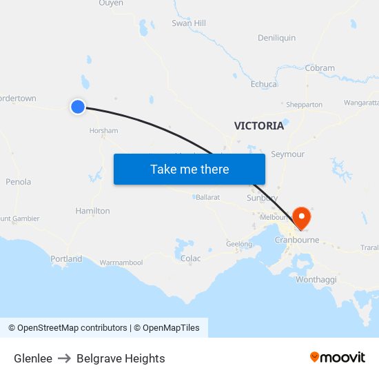 Glenlee to Belgrave Heights map