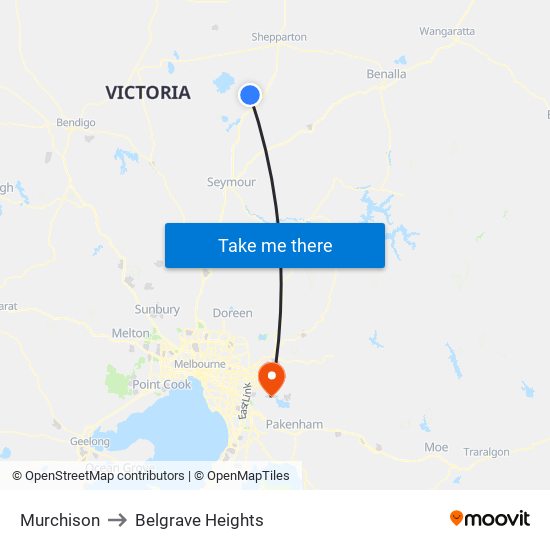 Murchison to Belgrave Heights map