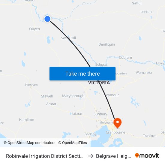 Robinvale Irrigation District Section B to Belgrave Heights map