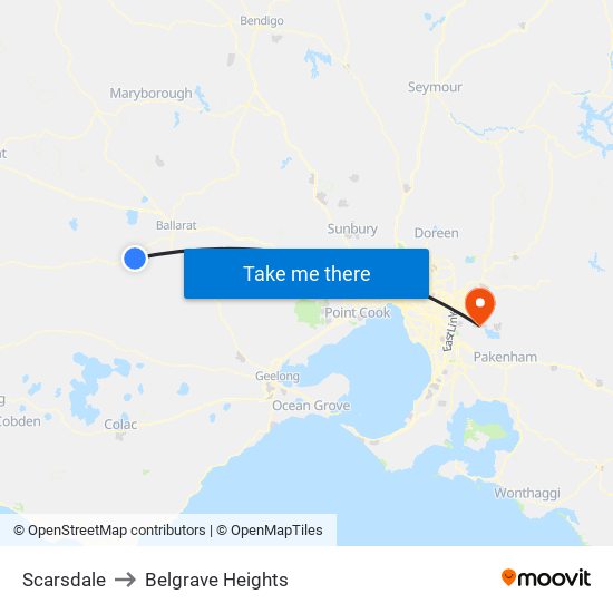 Scarsdale to Belgrave Heights map