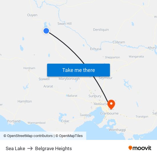 Sea Lake to Belgrave Heights map