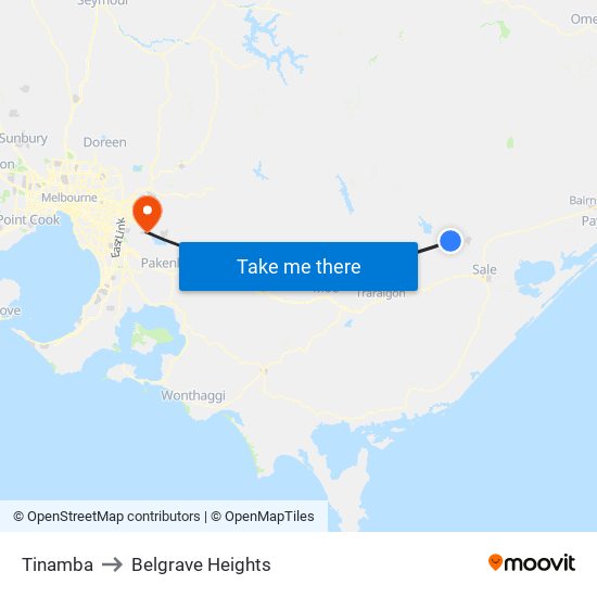 Tinamba to Belgrave Heights map