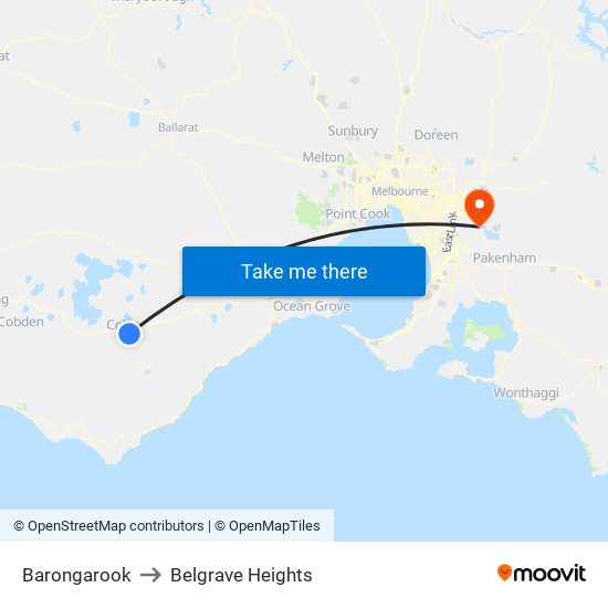 Barongarook to Belgrave Heights map