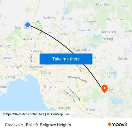 Greenvale - Bal to Belgrave Heights map