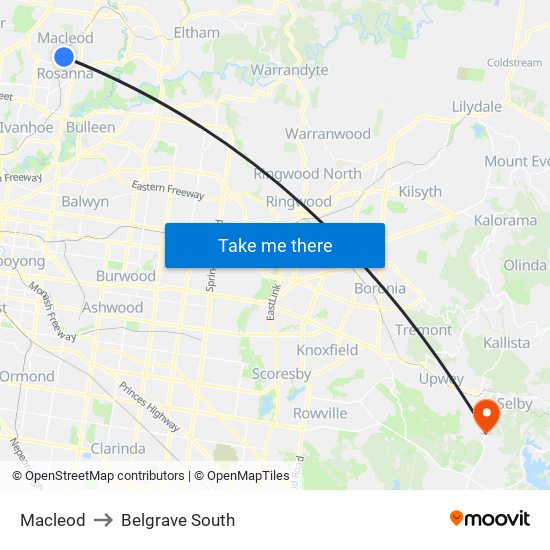 Macleod to Belgrave South map