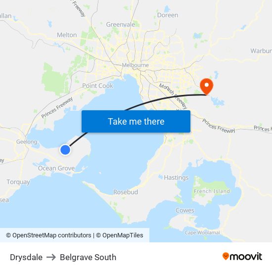 Drysdale to Belgrave South map