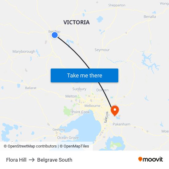 Flora Hill to Belgrave South map