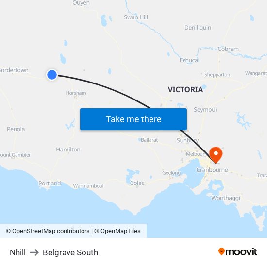 Nhill to Belgrave South map